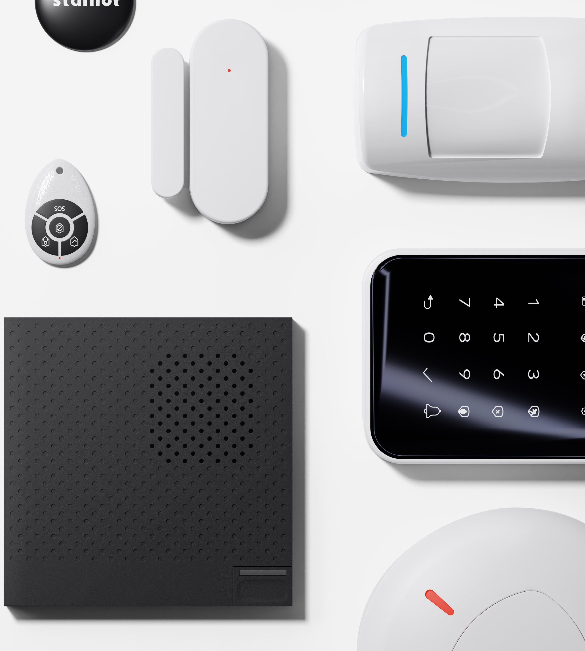 Multiple-anti-burglar-security-devices-and-system-placed-on-white-surface
